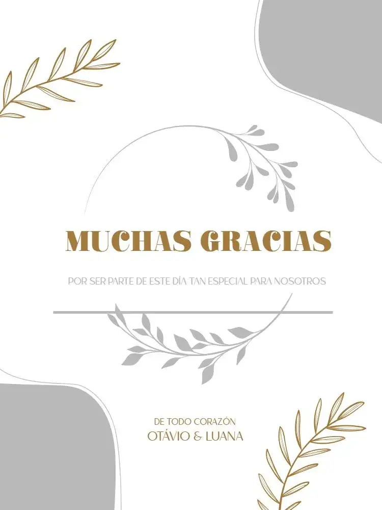 Tarjeta De Agradecimiento Presencia Boda Minimalista Gris