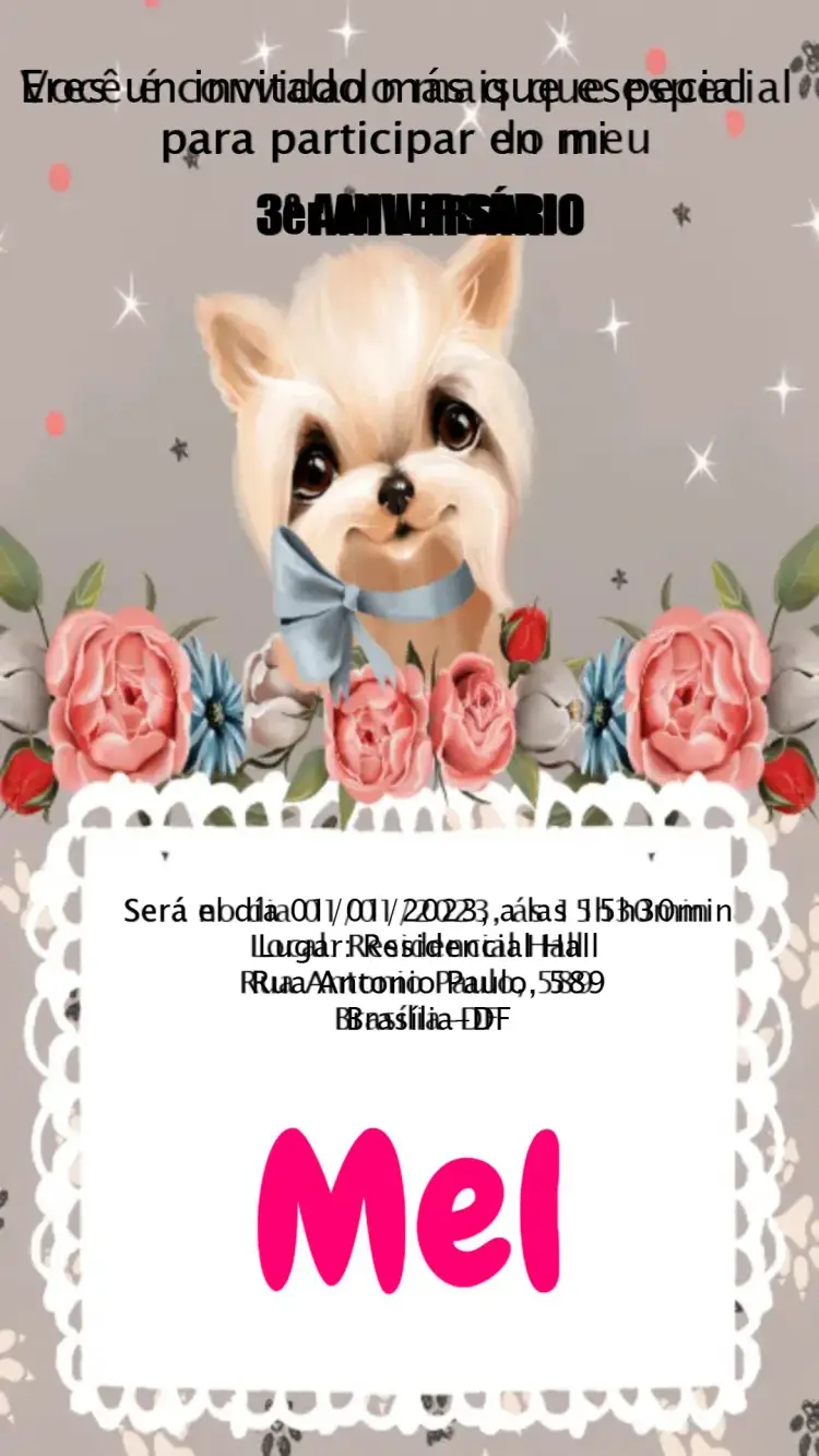 Invitación Perro Floral Can