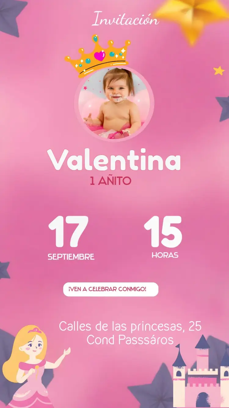 Invitación Princesa Con Foto Año