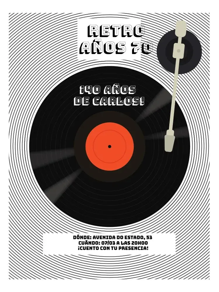 Invitación Fiesta Retro Antigua