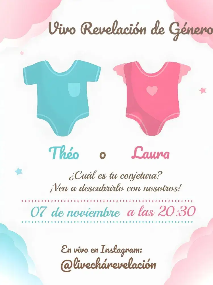 Invitación Chá Revelación Niña O Niño Corazón