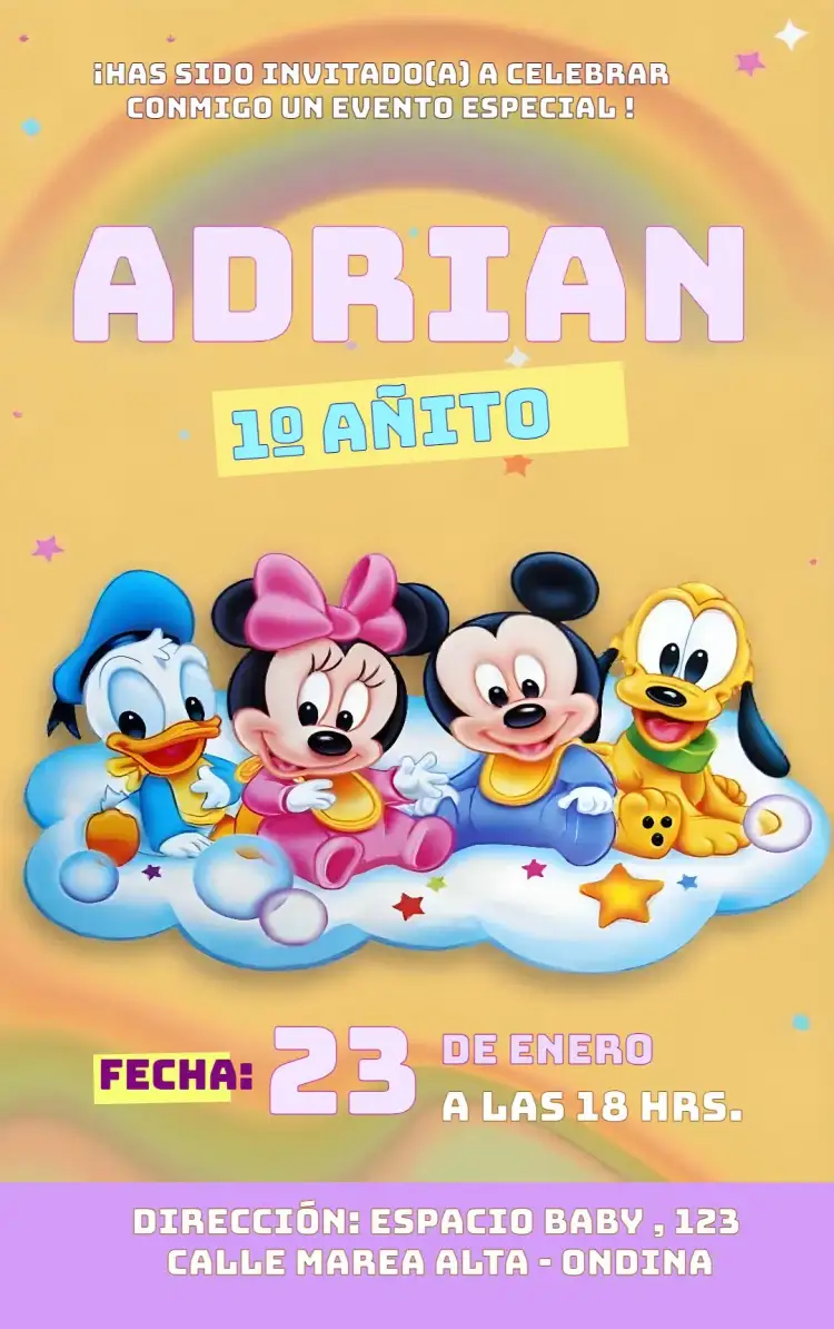 Invitación Baby Looney Tunes Babylooneytunes – tema Cumpleaños Infantil colorido, divertido, lúdico, ilustraciones animadas, estilo infantil