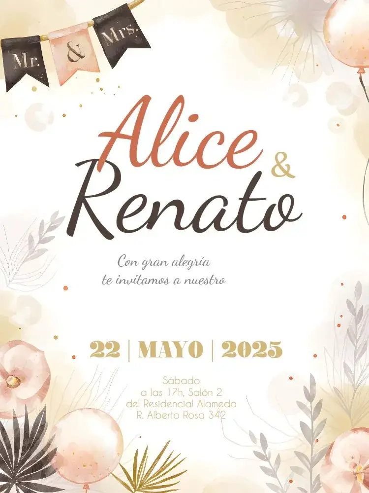 Invitación Bridal Shower Floral Cake – tema Despedida de Soltera floral, colorido, alegre, moderno, festivo