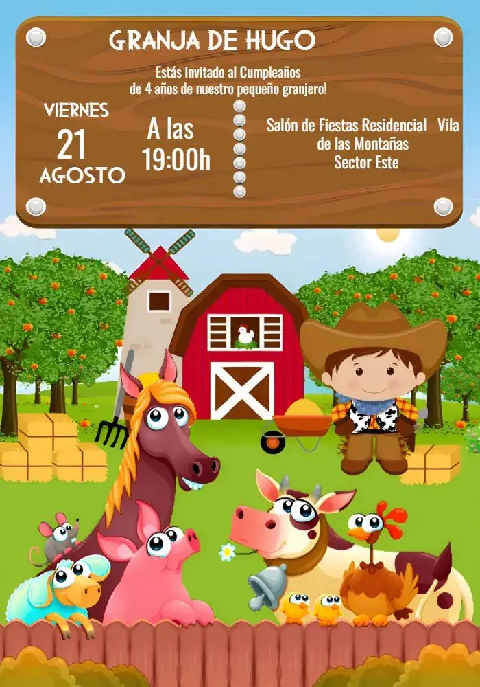 Invitación Granja de Personajes