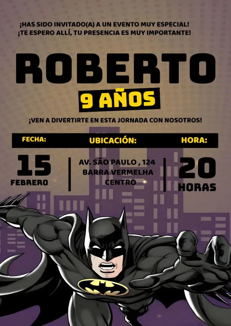 Invitación Batman Batmam