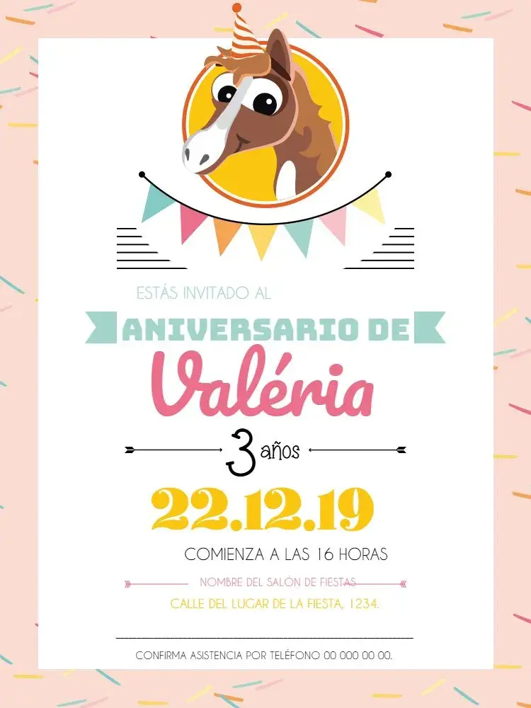 Invitación Caballito de las Bandeirinhas editable y personalizable