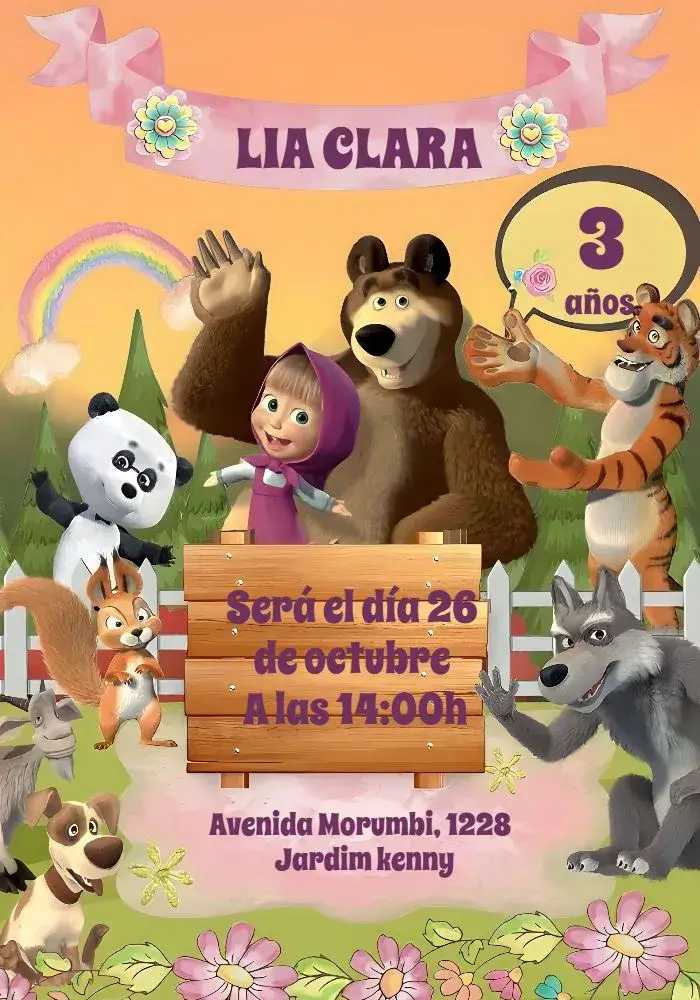 Invitación Masha Y El Oso