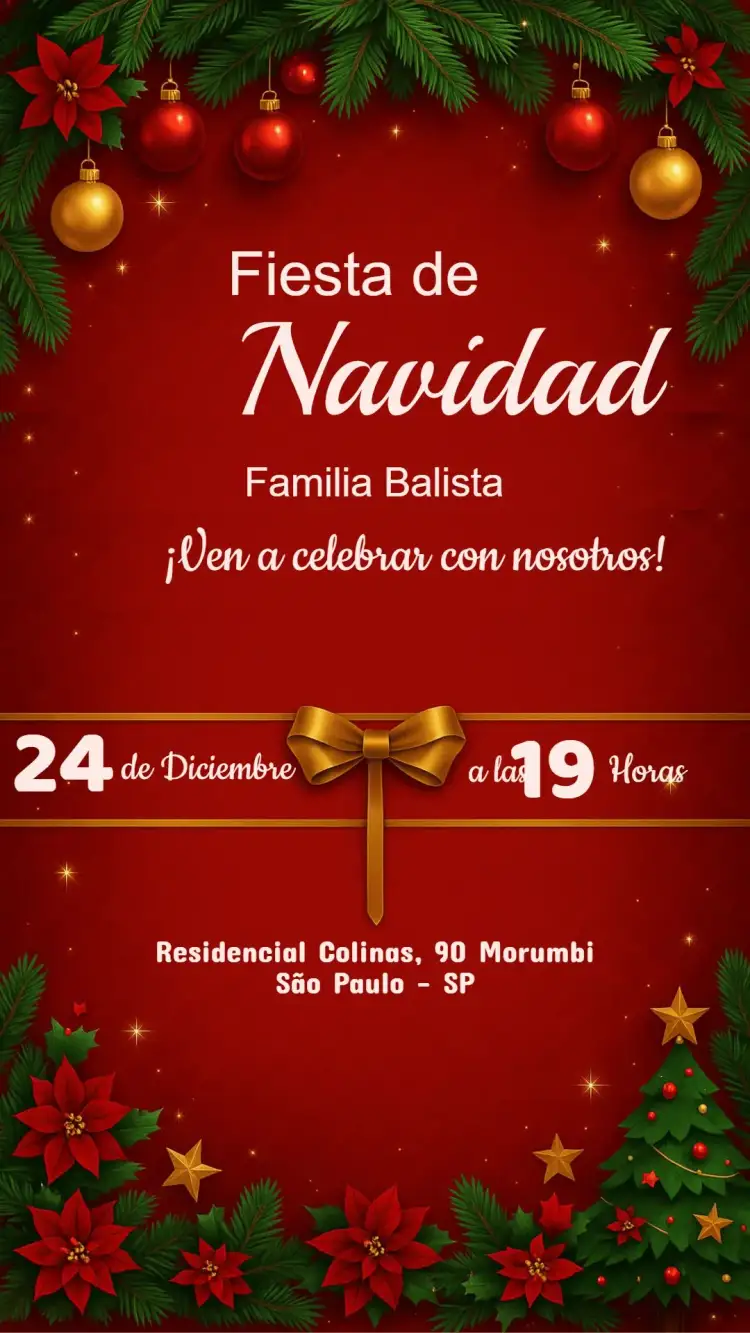 Invitación Invitación fiesta de Navidad – tema Fechas Conmemorativas rojo y verde, dorado, minimalista, vintage, moderno