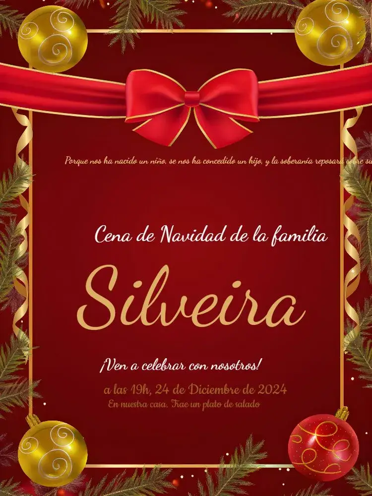 Invitación Cena De Navidad Roja