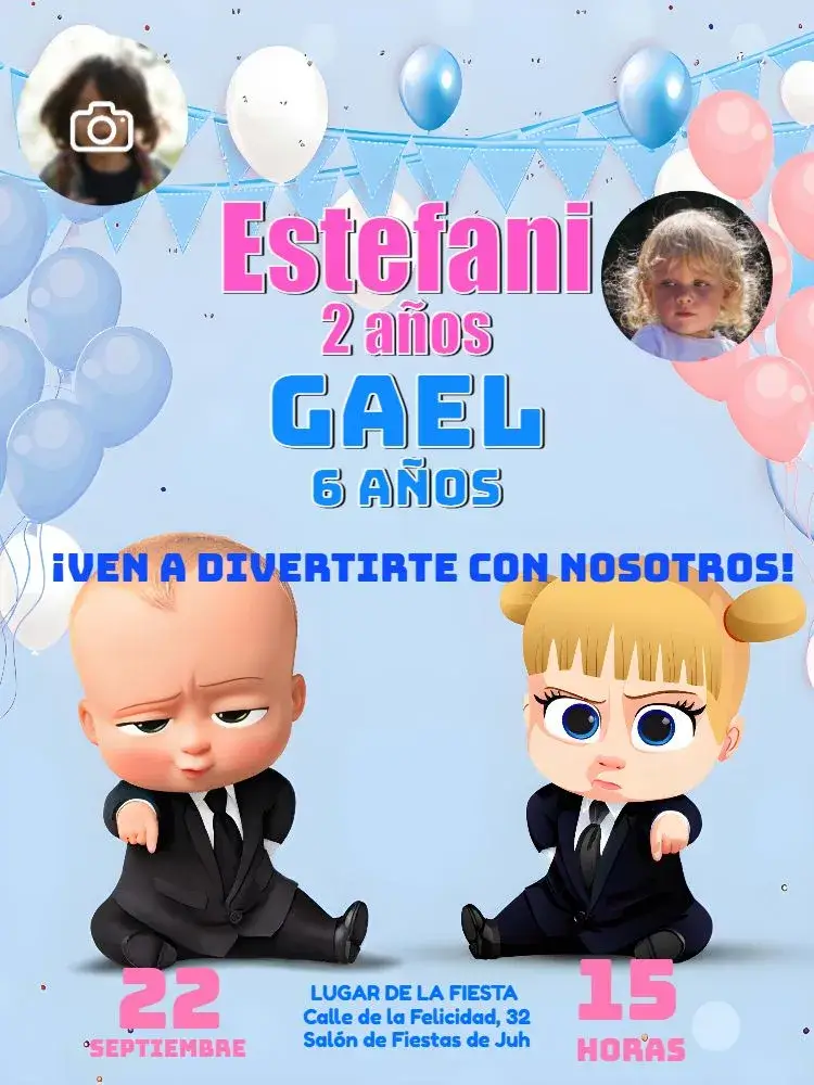 Invitación Doble El Poderoso Jefe Y La Poderosa Jefa Con Foto Fiesta