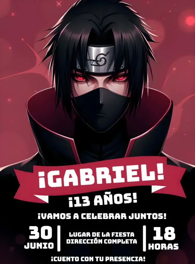 Invitación Sasuke Uchiha Akatsuki