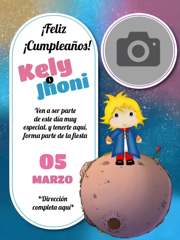 Invitación Pequeño Príncipe Con Foto Modelo