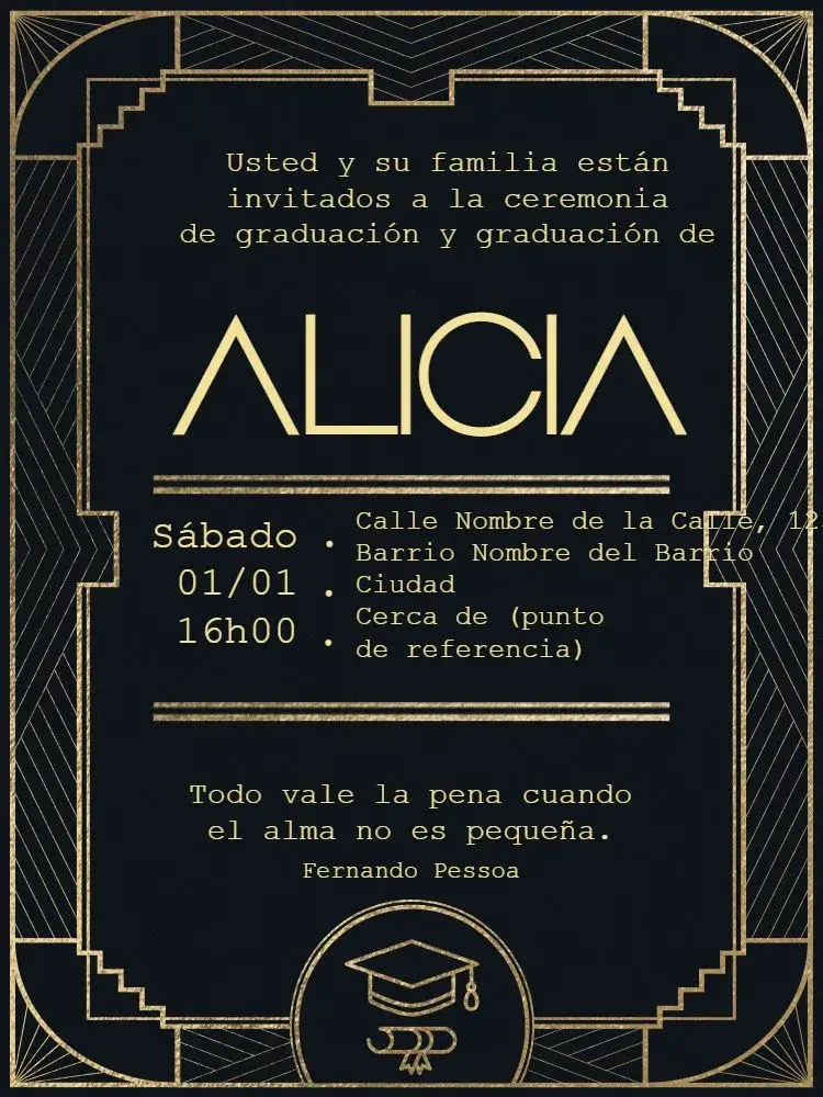 Invitación Graduación Virtual - Art Déco Geométrico