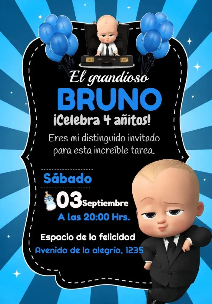 Invitación Jefe Poderoso Negro – tema Más buscados moderno, divertido, colorido, infantil, temático