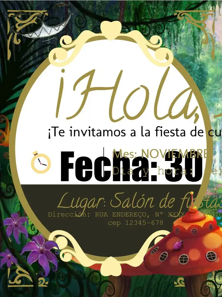 Invitación Alice Personalizado