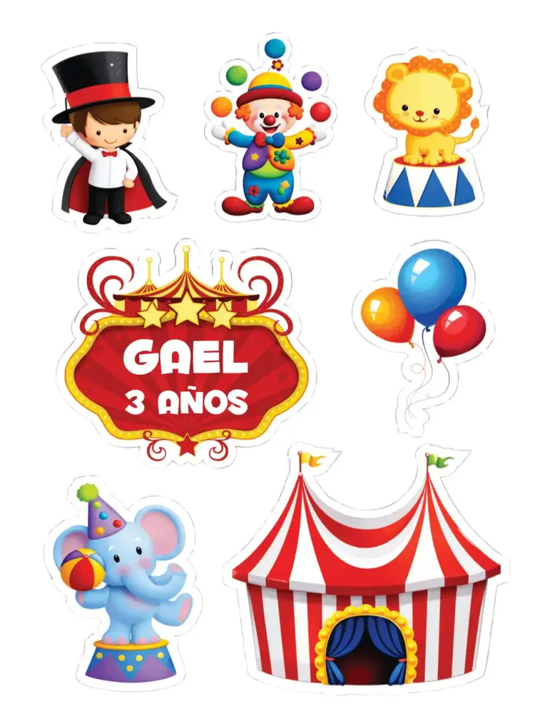 Invitación Circo Menino – tema Topper de torta circo, colorido, divertido, infantil, brillante, lúdico