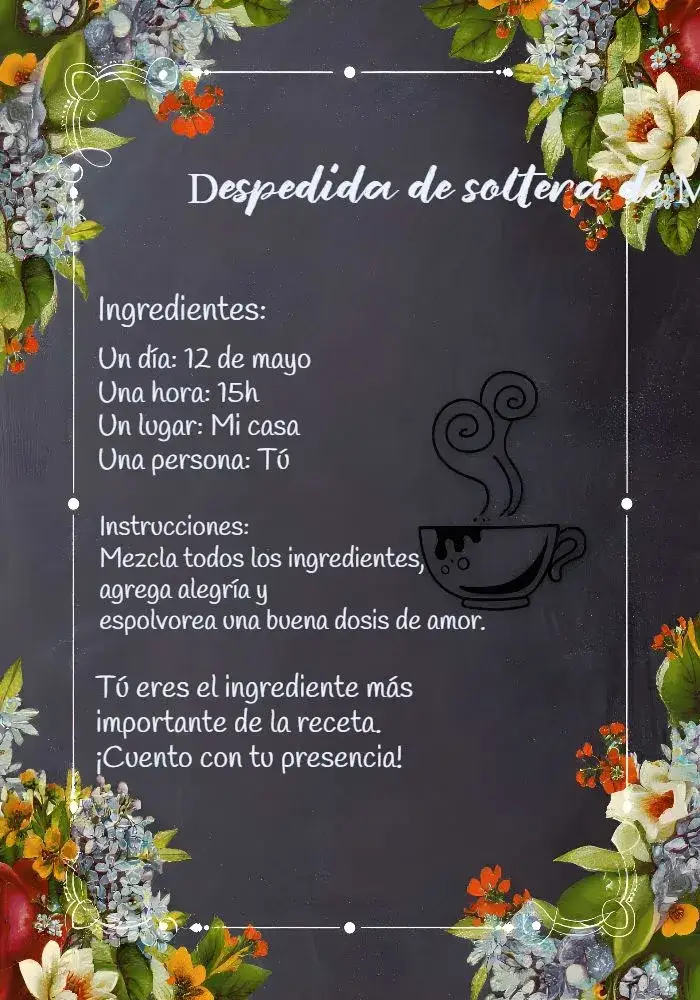 Invitación Despedida de Soltera – tema Cumpleaños moderno, colorido, divertido, minimalista, elegante, inspirado en la culinaria
