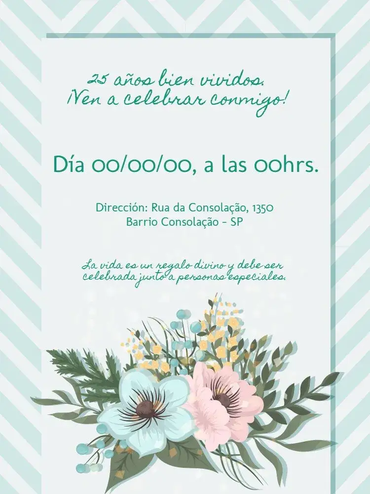 Invitación Floral – tema Cumpleaños floral, delicado, verde, moderno, alegre