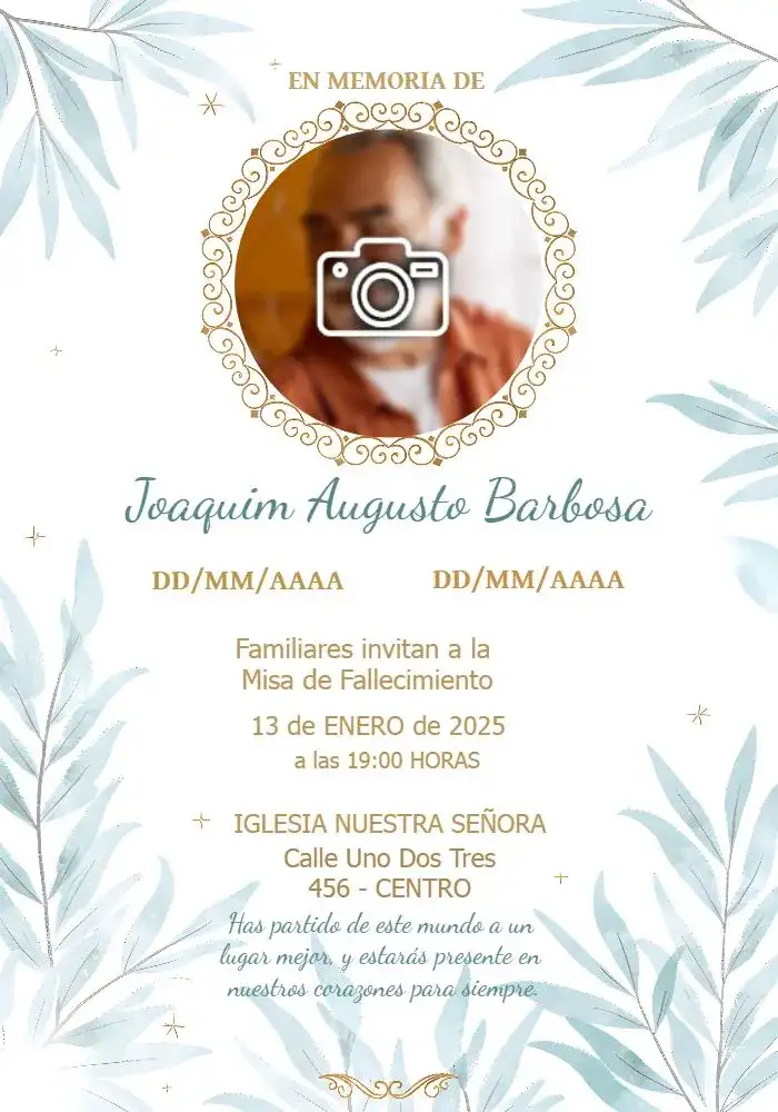 Misa De Fallecimiento Con Foto Estrella