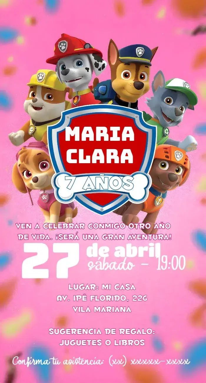Invitación Patrulla Canina Patrol