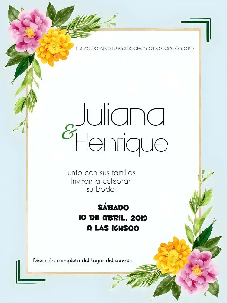 Invitación Boda Floral Pareja