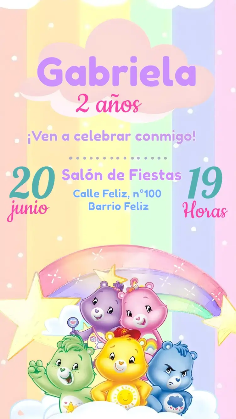 Invitación Os Ositos Cariñosos Acuarela
