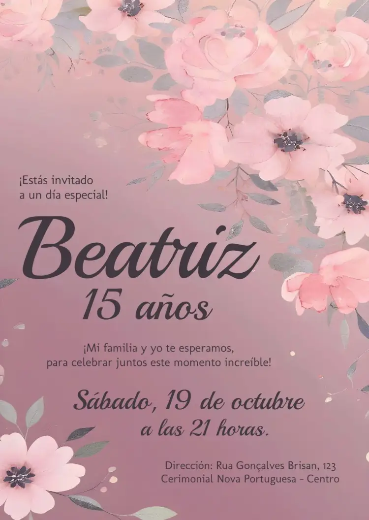Invitación 15 Años Floral Quince
