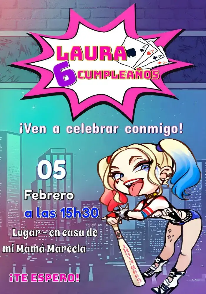 Invitación Arlequina Colorido