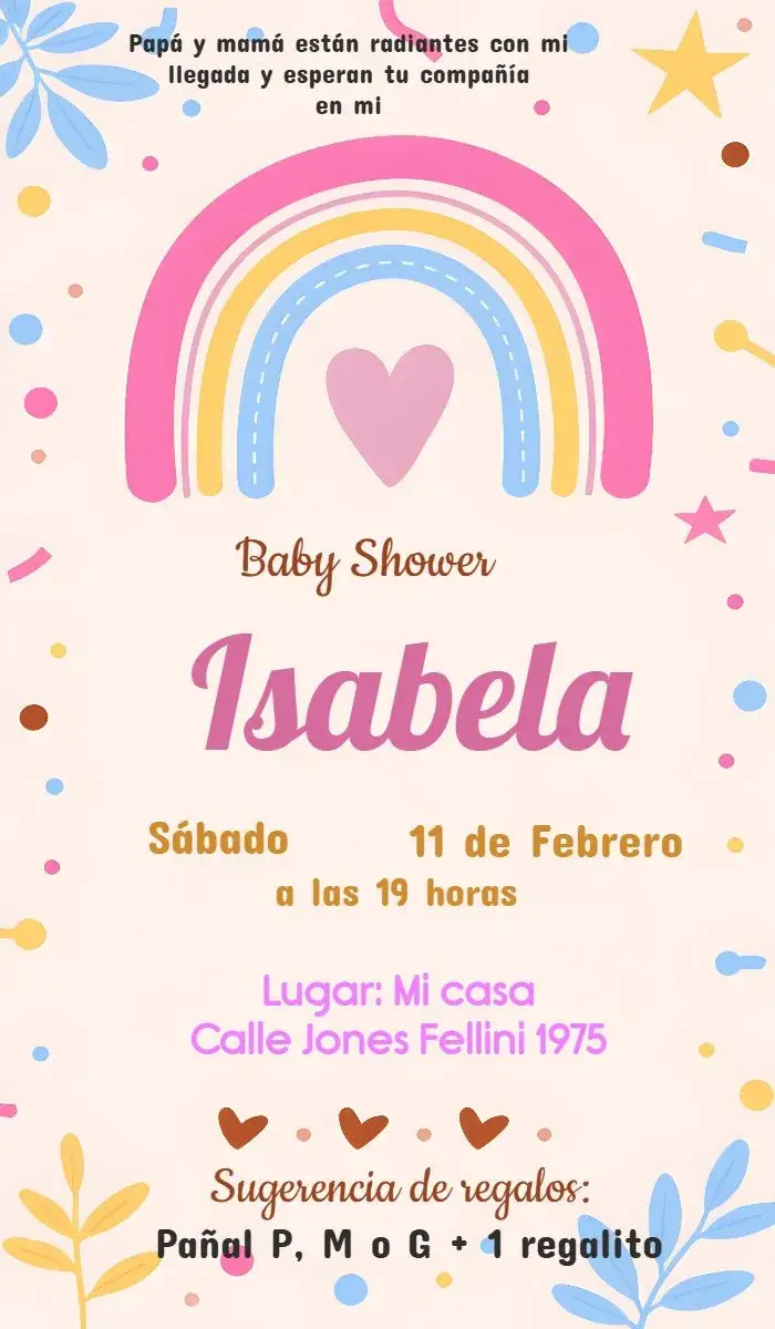 Invitación Baby Shower Lluvia de Amor Rosa Arco