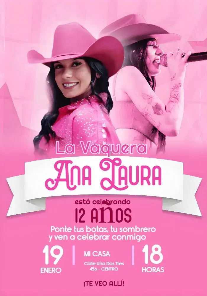 Invitación Ana Castela Boiadeira Brilho editable y personalizable