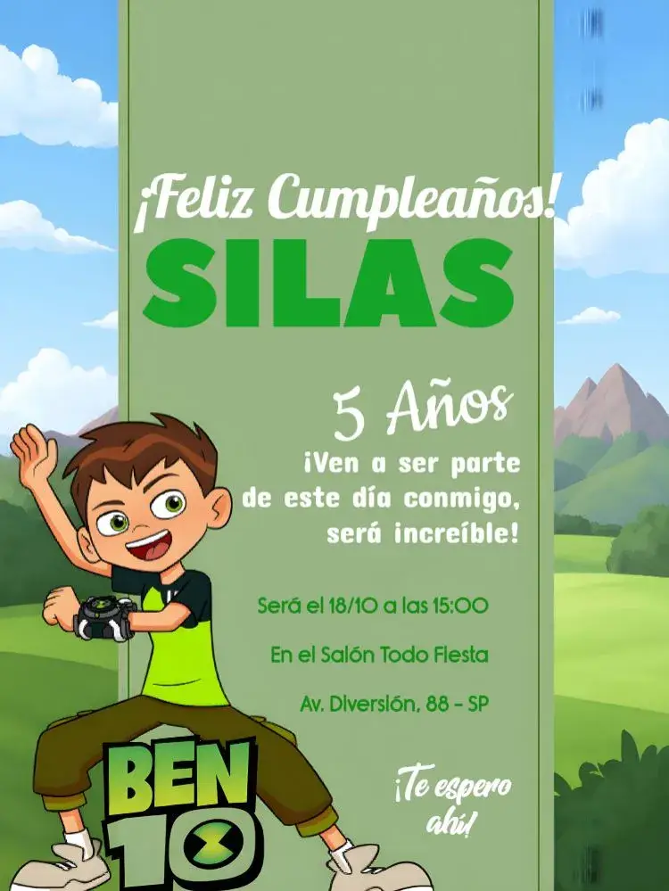 Invitación Ben 10 Monstruos