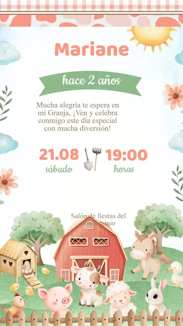 Invitación Cumpleaños Granja