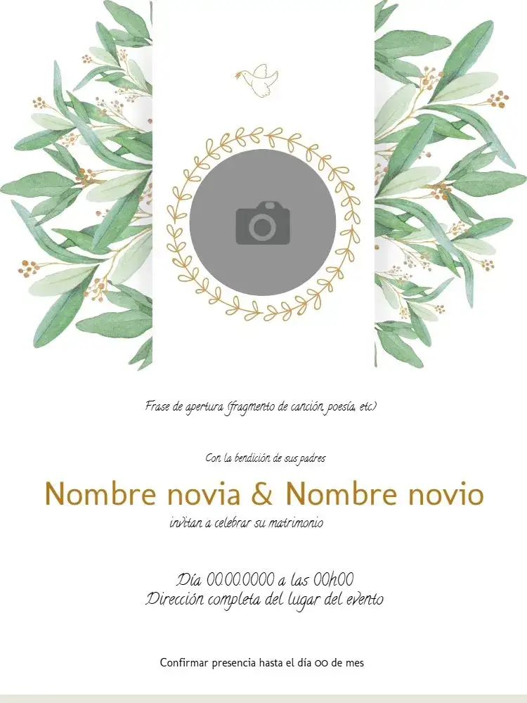 Invitación Boda Whatsapp – tema Boda elegante, delicado, natural, minimalista, romántico, moderno