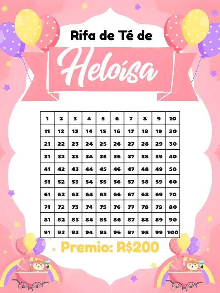 Invitación Chá Rifa Raposinha Bebê – tema Té Rifa colores pasteles, ilustraciones adorables, arcoíris, estilo lúdico, elementos naturales, diseño alegre
