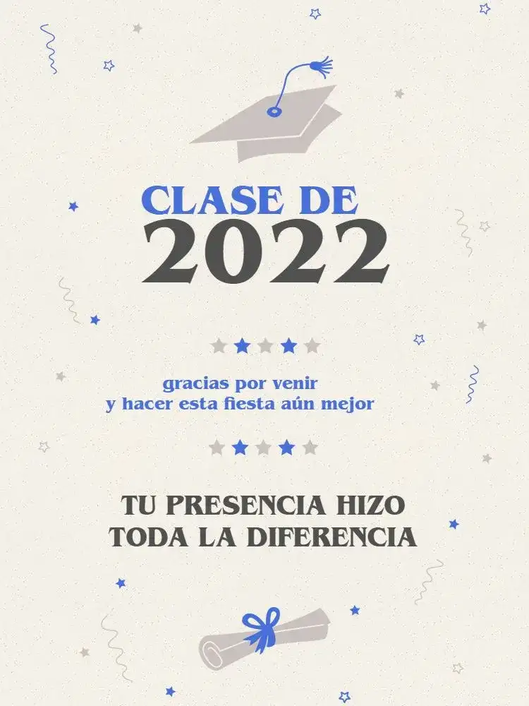 Tarjeta De Agradecimiento Presencia Graduación Minimalista