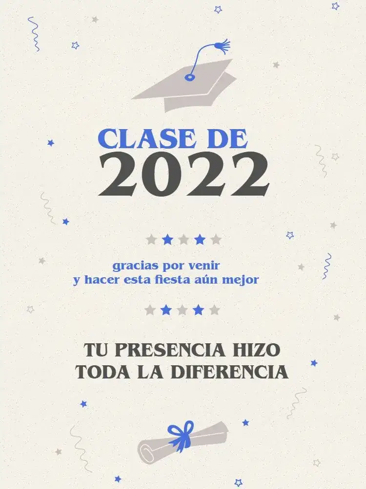 Invitación Tarjeta De Agradecimiento Presencia Graduación Minimalista – tema Tarjeta minimalista, azul, moderno, joven, elegante, divertido