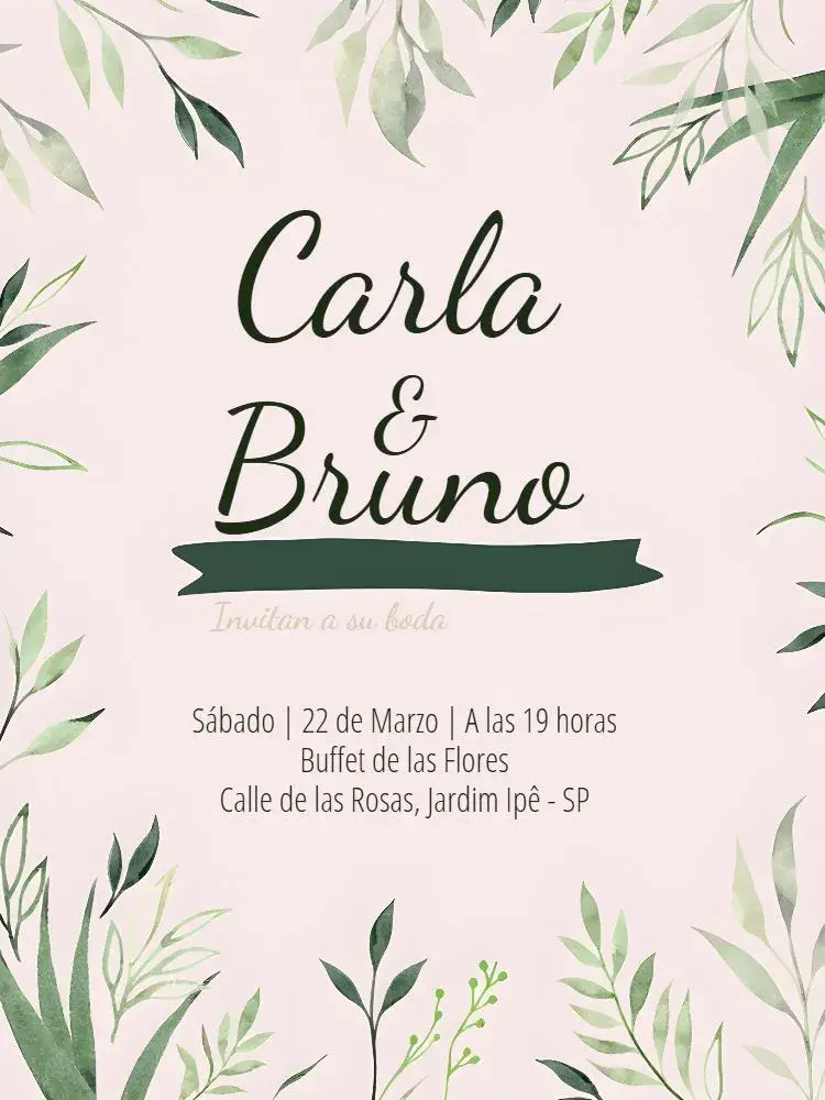 Invitación Boda Acuarela Follaje