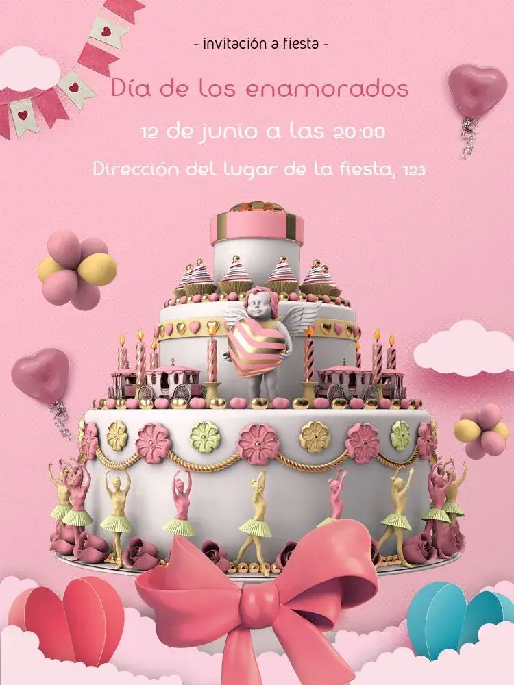 Invitación Día De Los Enamorados – tema Fechas Conmemorativas romántico, floral, vintage, moderno, colorido, minimalista