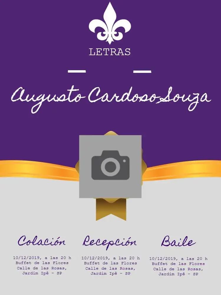 Invitación Graduación Letras Con Foto Profesor