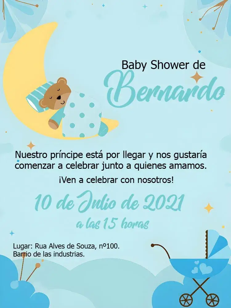Invitación Baby Shower Oso Amarillo