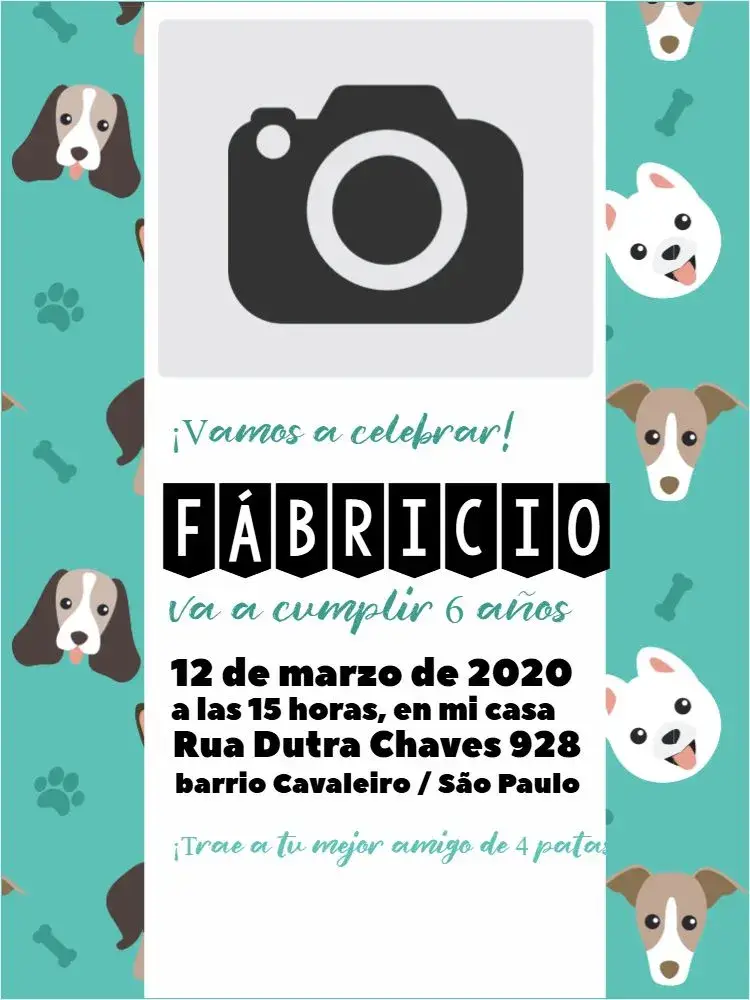 Invitación Perro Niño Huesos