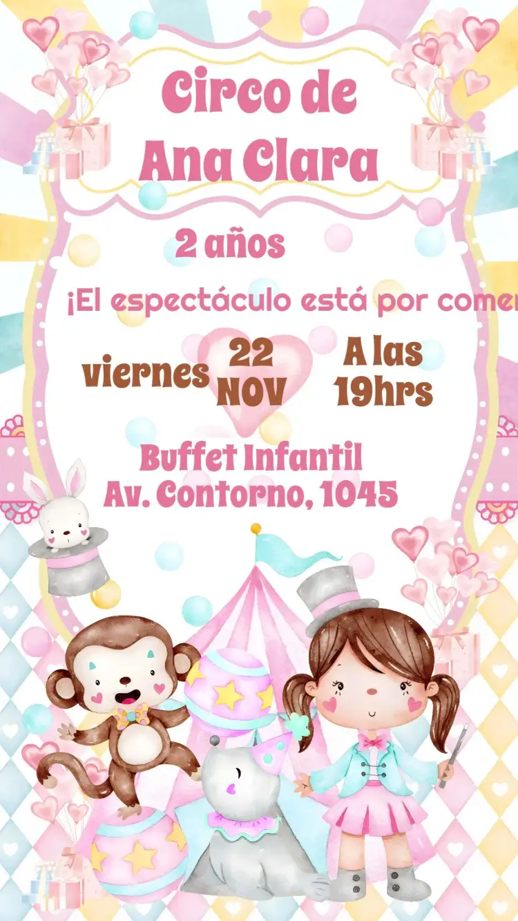 Invitación Circo Aquarela Menina