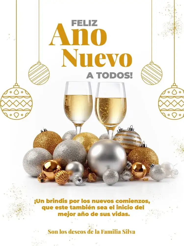 Tarjeta De Año Nuevo Elegante Fin