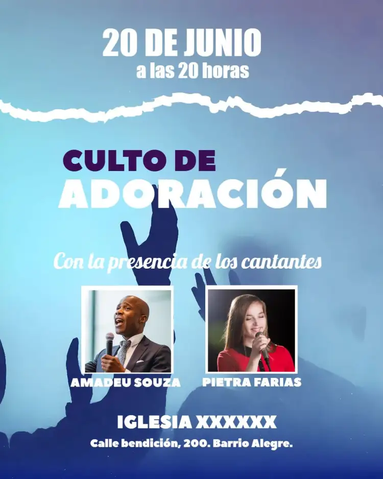 Invitación Arte Para Culto De Adoración Iglesia Con Foto – tema Bautismo moderno, minimalista, sereno, espiritual, colorido, elegante