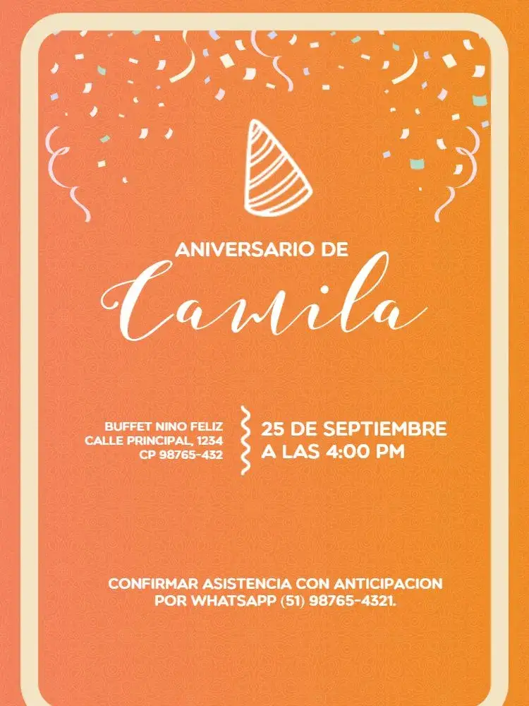 Invitación Sombrero Naranja
