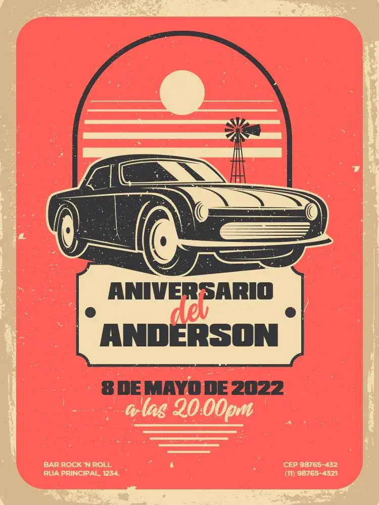 Invitación Coches Antiguos Retro