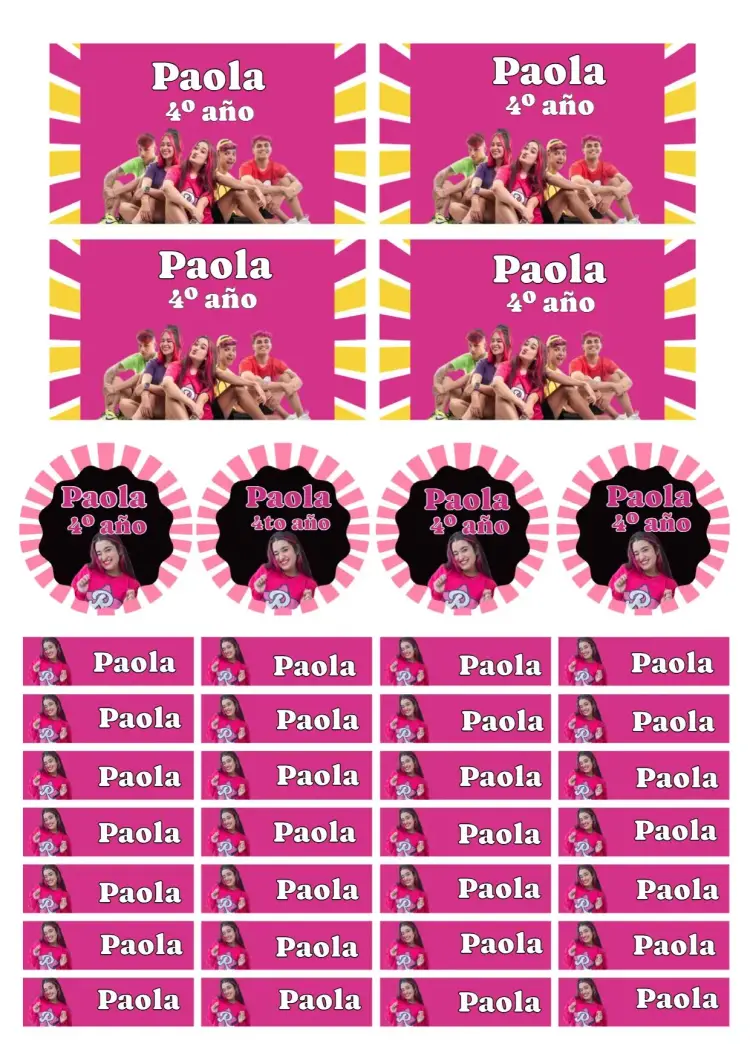 Invitación Etiqueta escolar Dos Rosa Emilly Vick