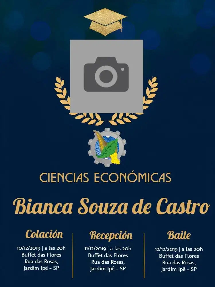 Graduación en Ciencias Económicas con Foto Azul