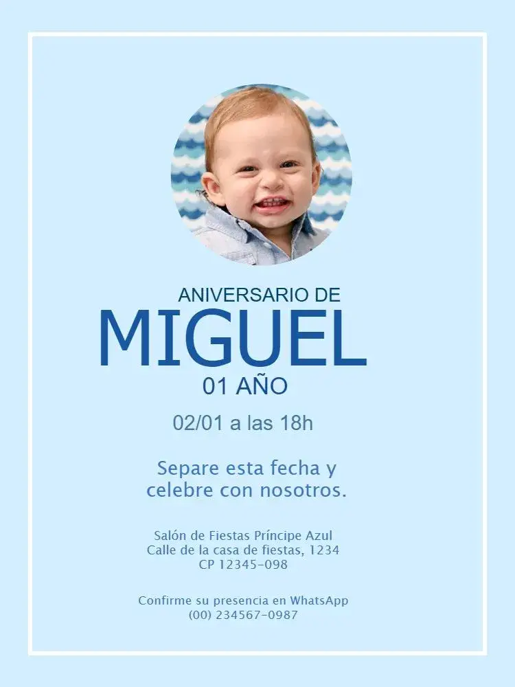 Invitación Infantil Azul Niño