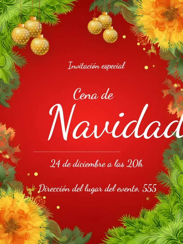 Invitación Para Cena De Navidad Noel – tema Fechas Conmemorativas animado, tradicional, festivo, colorido, ilustraciones navideñas, elementos navideños
